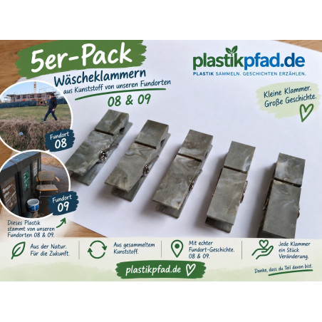 XXL Wäscheklammern aus recycling Kunststoff -- 5er Pack I
